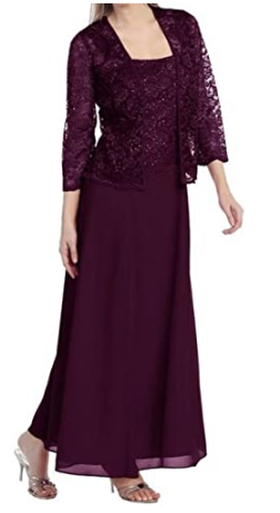 Mother-Bride-Evening Formal Lace Dress with Jacket