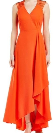 Multi Strap Sleeve V-Neck Gown with Flowy Skirt