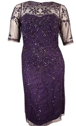 Plus-Size Fully Beaded Cocktail Dress
